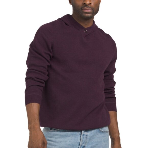 NEW NAADAM Wool Merino Hoodie for men Maroon 462mn - Picture 1 of 4